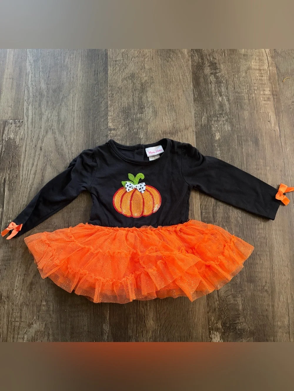 Little Lass Black Top with Orange Pumpkin Tutu